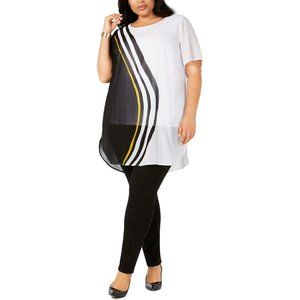 Alfani Womens Striped Layered Top Sz OX